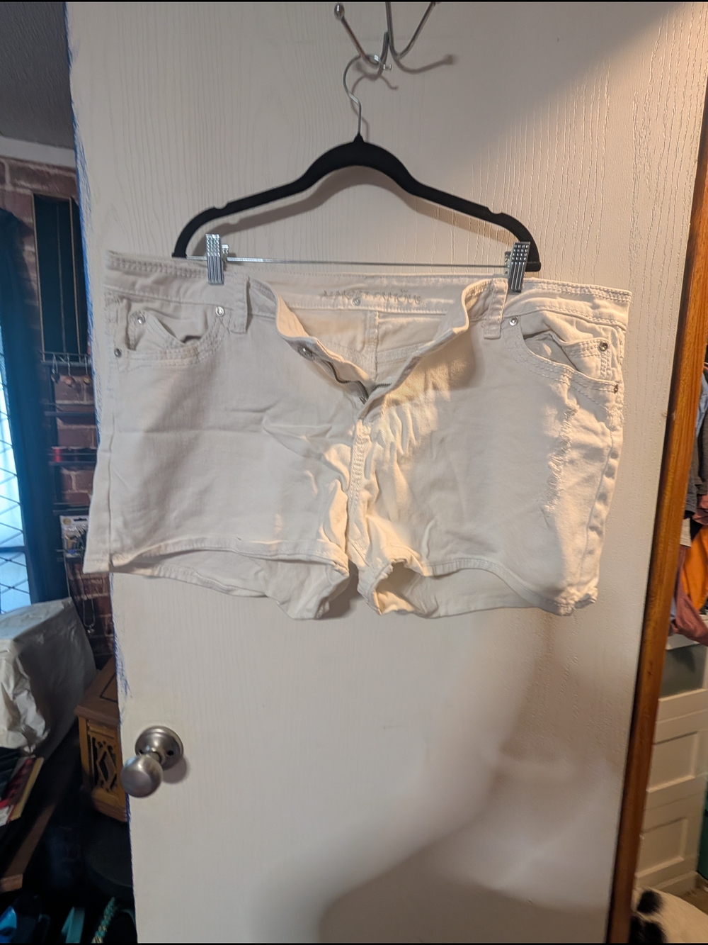 Women's Cream Cotton Denim Shorts